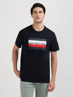 Tommy Hilfiger - Blue Crew Neck Printed T-Shirt