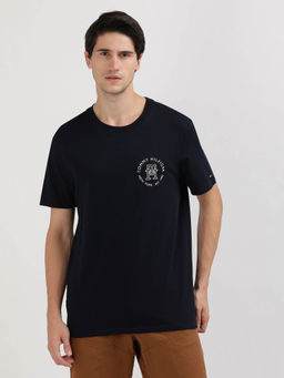 Tommy Hilfiger - Navy Blue Crew Neck Printed T-Shirt