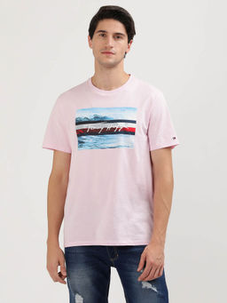 Tommy Hilfiger - Pink Crew Neck Printed T-Shirt