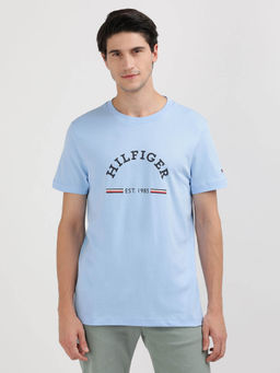 Tommy Hilfiger - Blue Crew Neck Typography T-Shirt