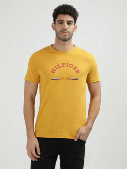 Tommy Hilfiger - Yellow Crew Neck Printed T-Shirt