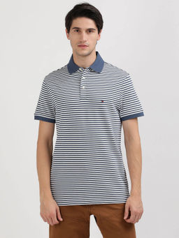 Tommy Hilfiger - Blue Collar Neck Stripes Polo T-Shirt