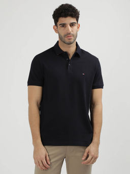 Tommy Hilfiger - Navy Blue Collar Neck Solid Polo T-Shirt