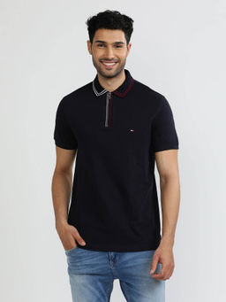 Tommy Hilfiger - Navy Blue Solid Polo T-Shirt