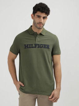 Tommy Hilfiger - Green Collar Neck Solid Polo T-Shirt
