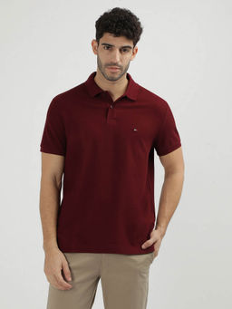 Tommy Hilfiger - Maroon Collar Neck Solid Polo T-Shirt