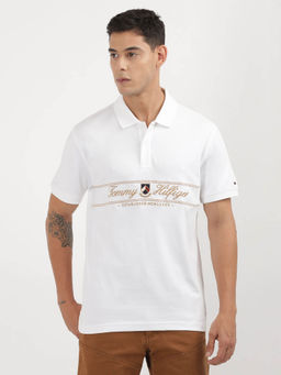 Tommy Hilfiger - White Collar Neck Embroidered Polo T-Shirt