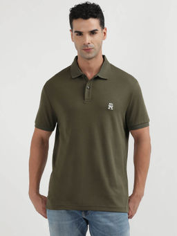Tommy Hilfiger - Green Collar Neck Solid Polo T-Shirt