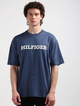 Tommy Hilfiger - Blue Crew Neck Embroidered T-Shirt