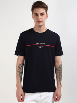 Tommy Hilfiger - Navy Blue Crew Neck Solid T-Shirt