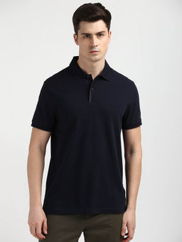Tommy Hilfiger - Navy Blue Collar Neck Solid Polo T-Shirt
