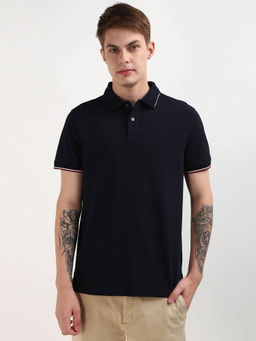 Tommy Hilfiger - Navy Blue Solid Polo T-Shirt