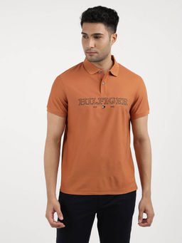 Tommy Hilfiger - Brown Collar Neck Solid Polo T-Shirt