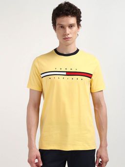 Tommy Hilfiger - Yellow Crew Neck Solid T-Shirt