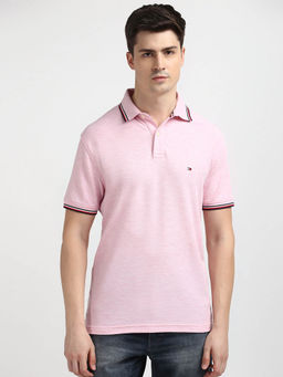 Tommy Hilfiger - Pink Collar Neck Solid Polo T-Shirt