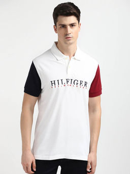 Tommy Hilfiger - White Collar Neck Colorblock Polo T-Shirt