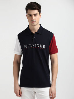 Tommy Hilfiger - Navy Blue Collar Neck Colorblock Polo T-Shirt