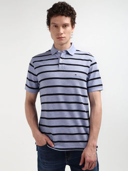 Tommy Hilfiger - Blue Collar Neck Stripes Polo T-Shirt