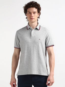 Tommy Hilfiger - Grey Textured Polo T-Shirt