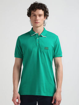 Tommy Hilfiger - Green Collar Neck Solid Polo T-Shirt