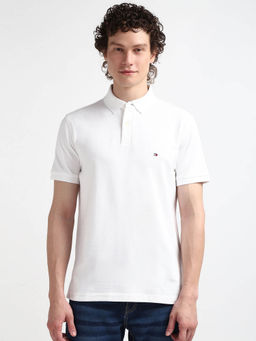 Tommy Hilfiger - White Collar Neck Solid Polo T-Shirt