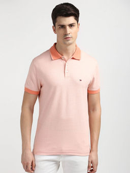 Tommy Hilfiger - Orange Collar Neck Solid Polo T-Shirt