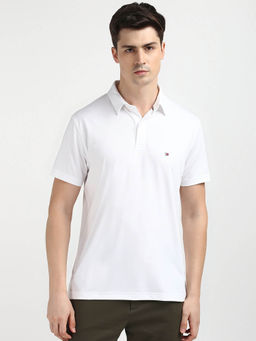 Tommy Hilfiger - White Collar Neck Solid Polo T-Shirt