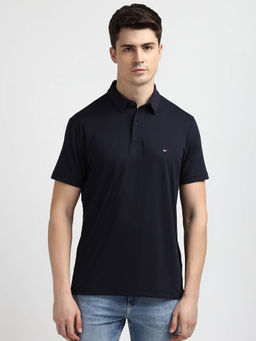 Tommy Hilfiger - Navy Blue Collar Neck Solid Polo T-Shirt