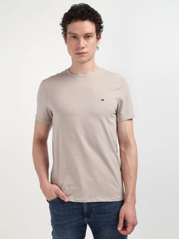 Tommy Hilfiger - Beige Crew Neck Solid T-Shirt