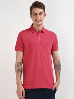 Tommy Hilfiger - Pink Collar Neck Solid Polo T-Shirt