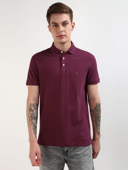 Tommy Hilfiger - Wine Collar Neck Solid Polo T-Shirt