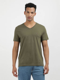 Tommy Hilfiger - Olive V-Neck Solid T-Shirt