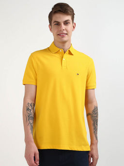 Tommy Hilfiger - Yellow Collar Neck Solid Polo T-Shirt