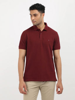 Tommy Hilfiger - Red Collar Neck Solid Polo T-Shirt