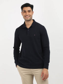 Tommy Hilfiger - Navy Blue Collar Neck Solid Polo T-Shirt