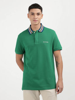 Tommy Hilfiger - Green Collar Neck Solid Polo T-Shirt