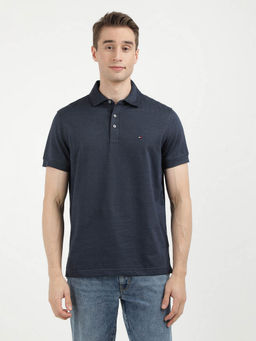 Tommy Hilfiger - Navy Blue Collar Neck Solid Polo T-Shirt