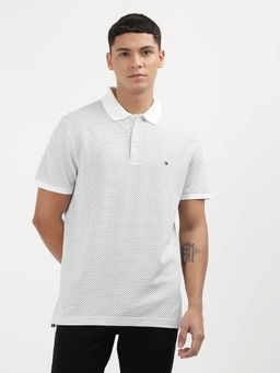 Tommy Hilfiger - White Collar Neck Printed Polo T-Shirt