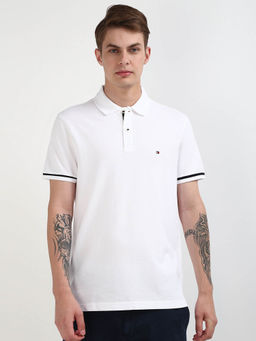 Tommy Hilfiger - White Collar Neck Solid Polo T-Shirt