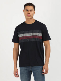 Tommy Hilfiger - Navy Blue Crew Neck Printed T-Shirt