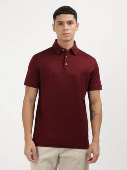 Tommy Hilfiger - Maroon Collar Neck Solid Polo T-Shirt