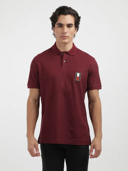Tommy Hilfiger - Red Collar Neck Solid Polo T-Shirt