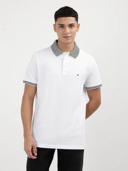 Tommy Hilfiger - White Collar Neck Solid Polo T-Shirt