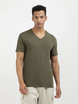 Tommy Hilfiger - Olive V-Neck Solid T-Shirt