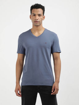 Tommy Hilfiger - Blue V-Neck Solid T-Shirt