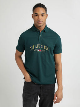 Tommy Hilfiger - Green Collar Neck Solid Polo T-Shirt