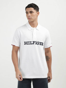 Tommy Hilfiger - White Collar Neck Solid Polo T-Shirt