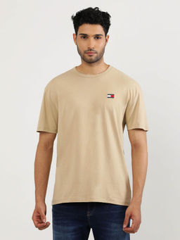 Tommy Hilfiger - Beige Crew Neck Solid T-Shirt