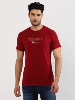 Tommy Hilfiger - Red Round Neck Printed T-Shirt