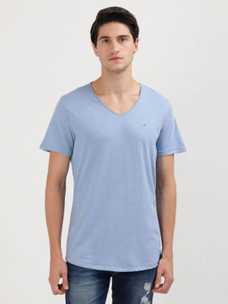 Tommy Hilfiger - Blue V-Neck Solid T-Shirt
